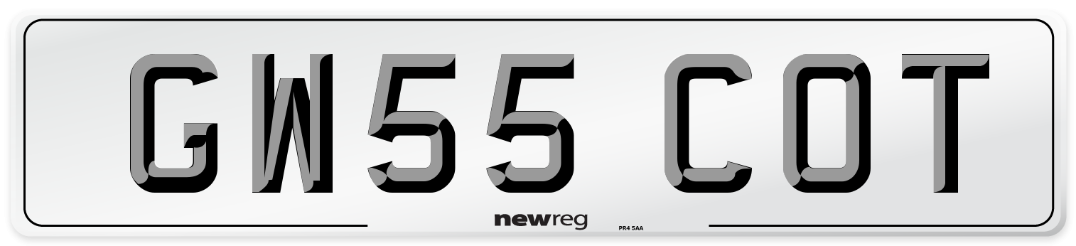 GW55 COT Number Plate from New Reg